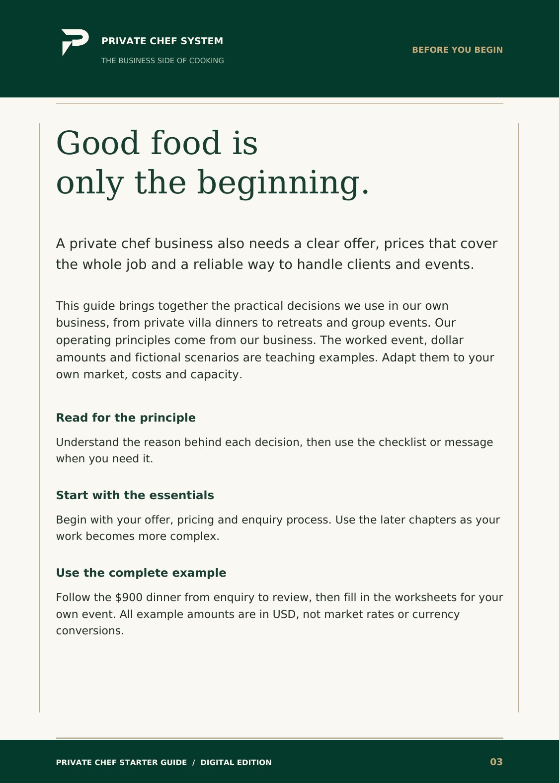 Private Chef Starter Guide, page preview 1