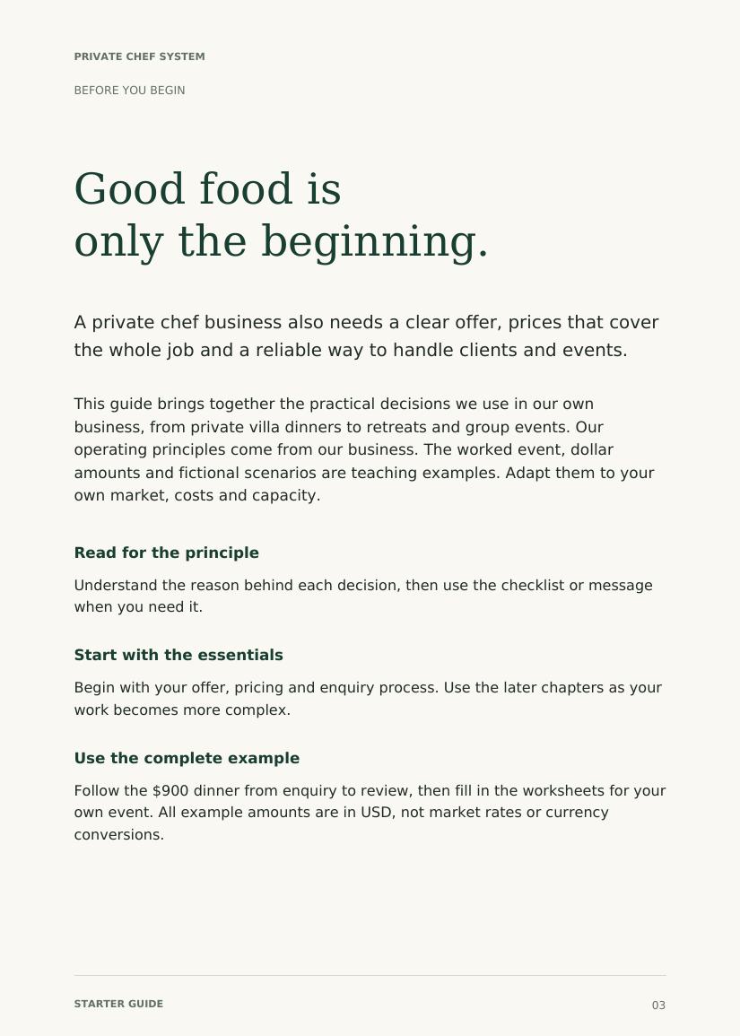 Private Chef Starter Guide, page preview 1