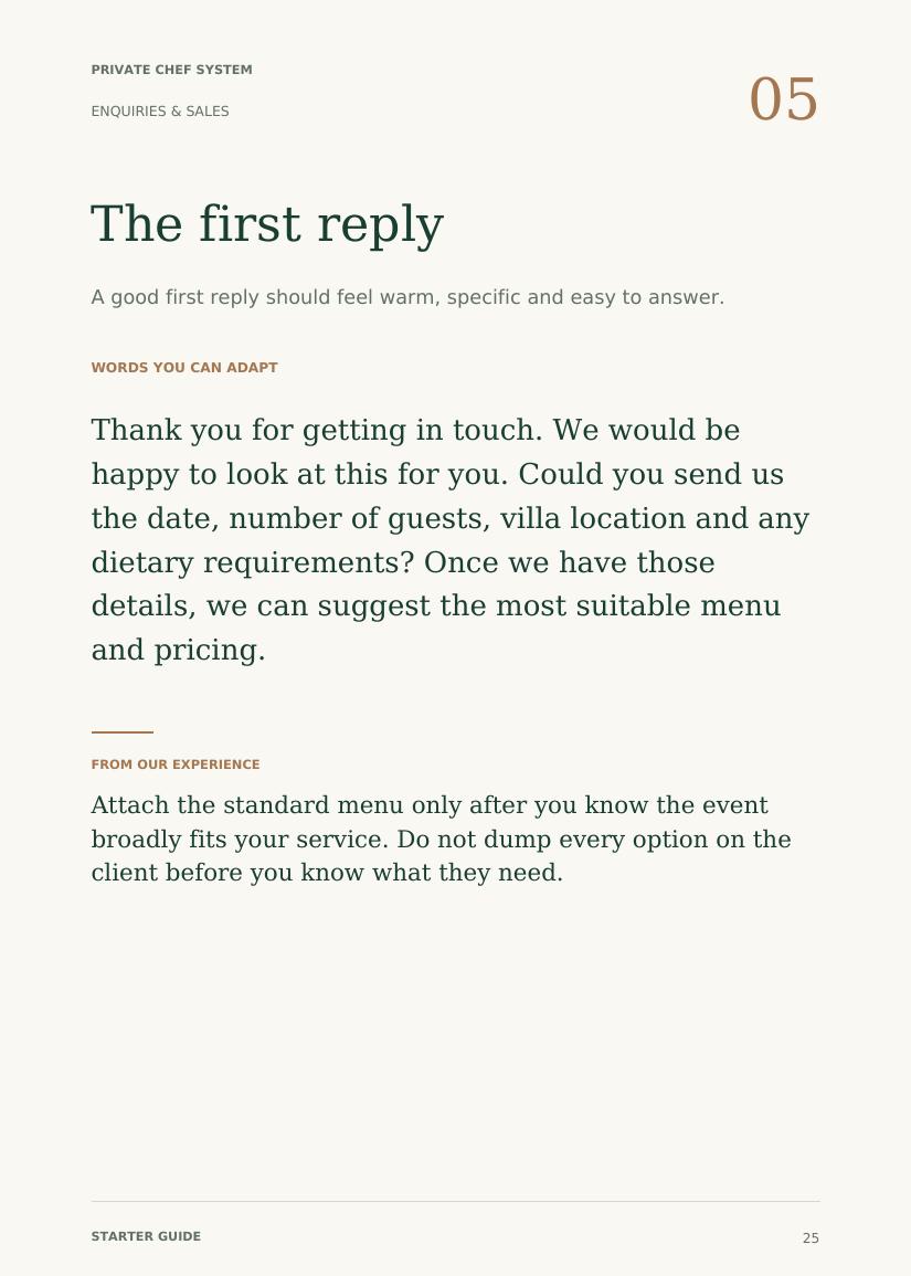 Private Chef Starter Guide, page preview 2